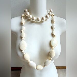 LEE ANGEL Ivory Resin Bead Necklace & Unbranded Pearl Bead Choker